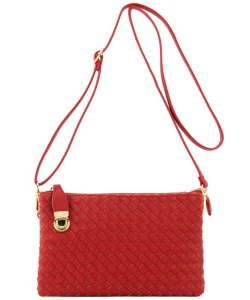 Fashion Woven Clutch Crossbody Bag WU112 RED